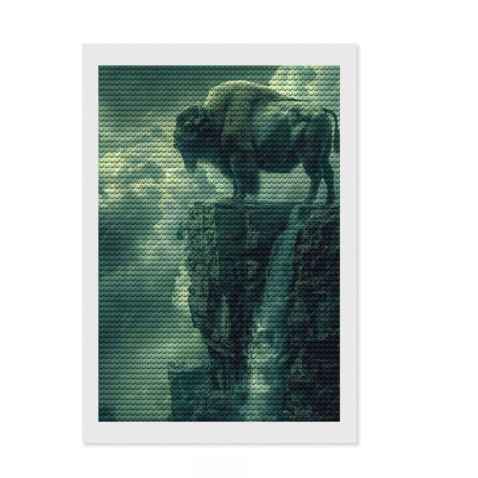 Junmoney Bison Waterfall Landscape Diamond Painting Set 8"x12", for Craft Lovers, Creative Leisure Activity, Farmhouse Decor, Holiday Gift Idea