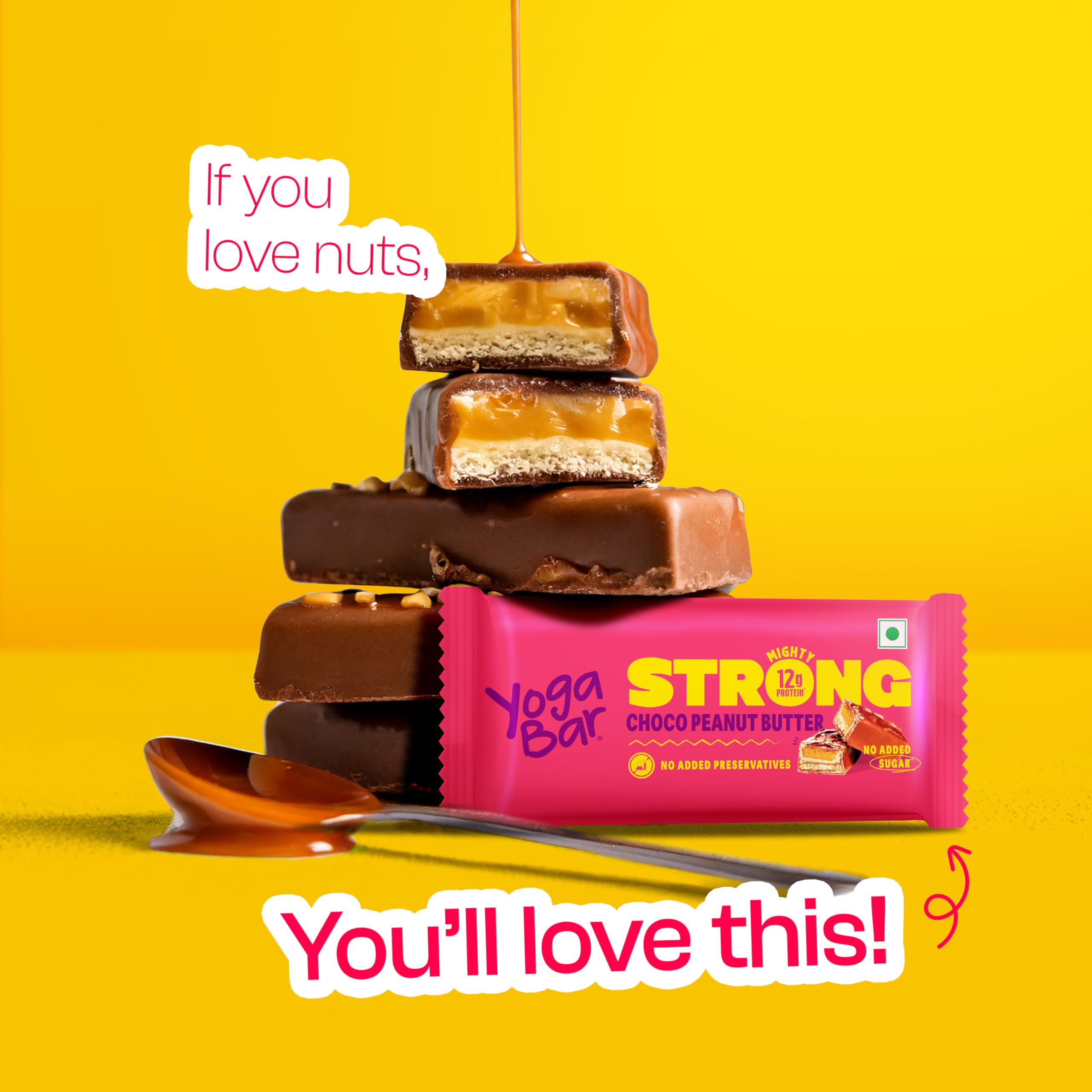 Yogabar Strong Choco Peanut Butter Protein Bars(Pack of 6), 12g Protein, No Added Sugar, No Preservatives - Image 4 thumbnail