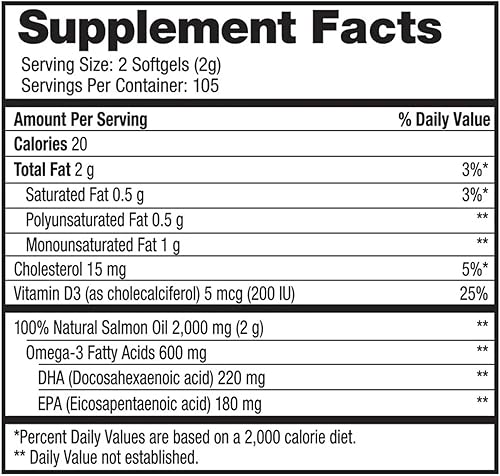 Miniatura 3 de Aceite de salmón salvaje de Alaska Omega-3, 1000 mg cápsulas blandas, aceite de salmón salvaje de Alaska, aceite de salmón salvaje Omega 3, aceite
