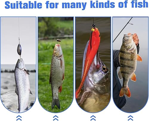 Miniatura 7 de Aberdeen - Juego de 150 anzuelos de pesca, gancho de pesca de vástago largo, alambre ligero, gancho de pescado, acero de alto carbono, lubina,