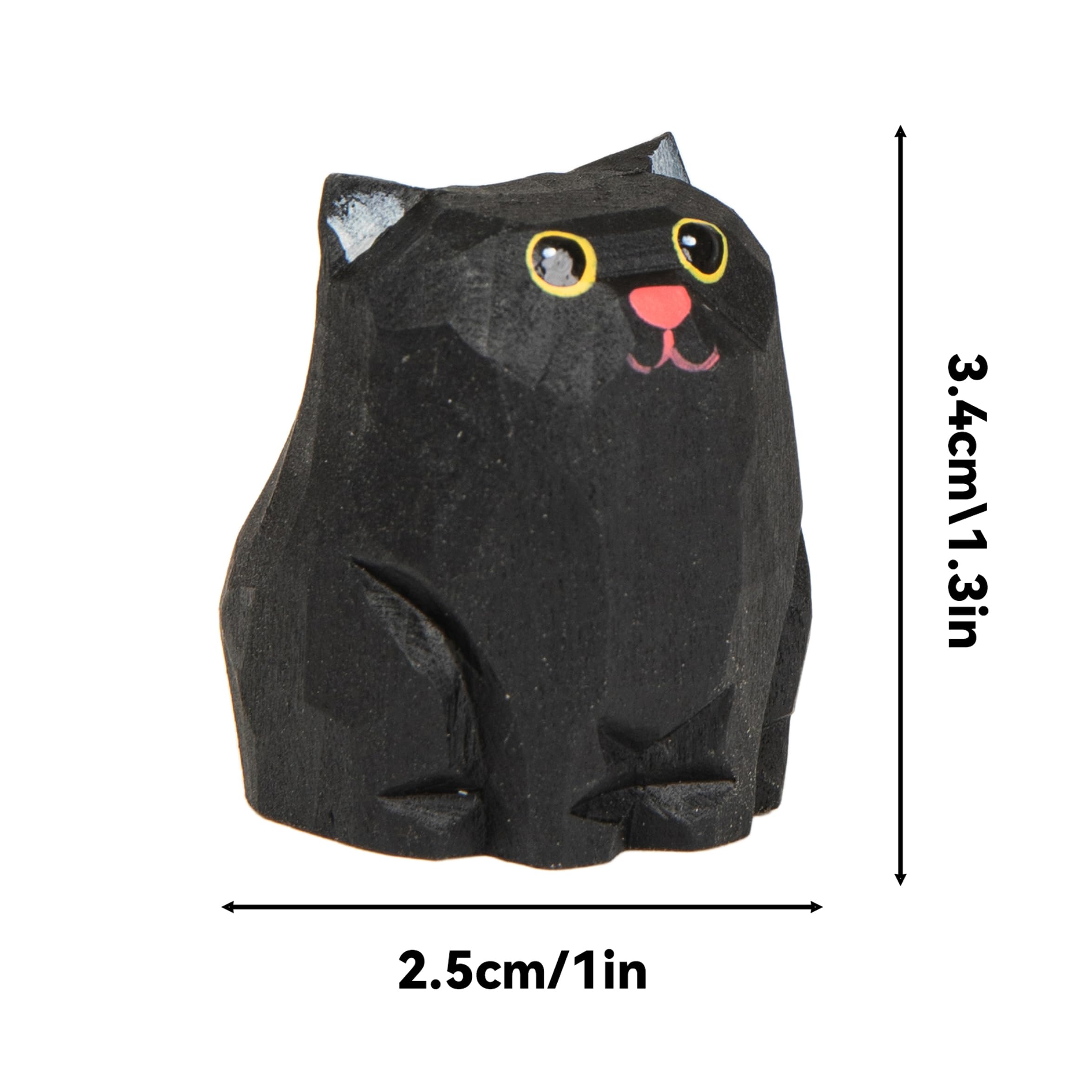 Amazon.co.jp: MegeFul かわいい小さな木製黒猫の置物、手作りの彫刻