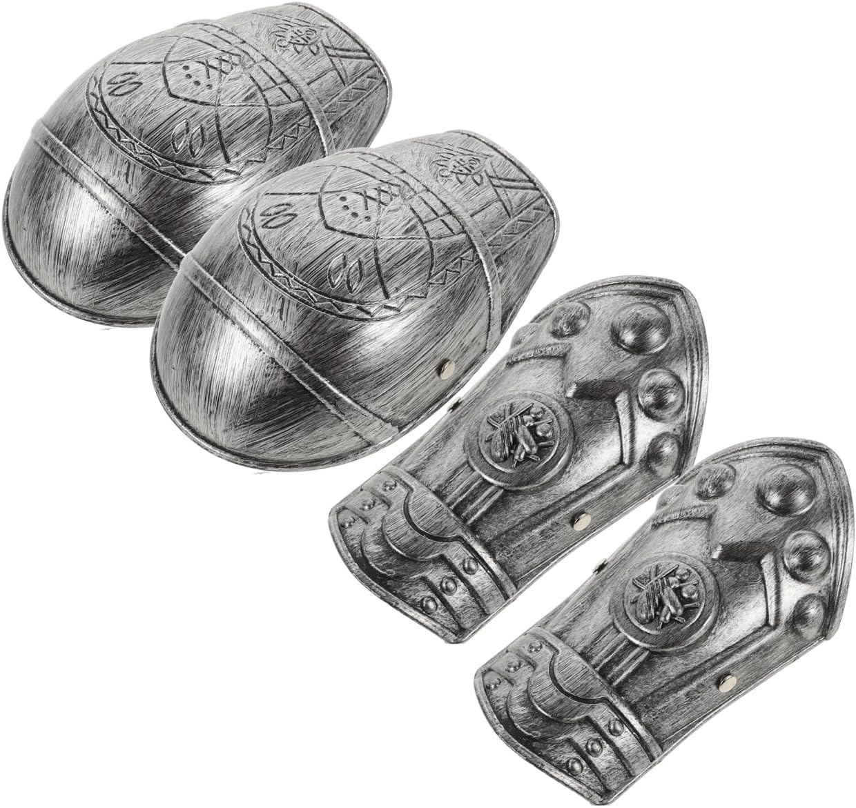 VALICLUD Kids Shoulder Armor and Arm Plate Set Lightweight Roman Armour Costume Accessory for Children S Cosplay Halloween Party Play 6.69X3.42X1.49In Silver - Image 9