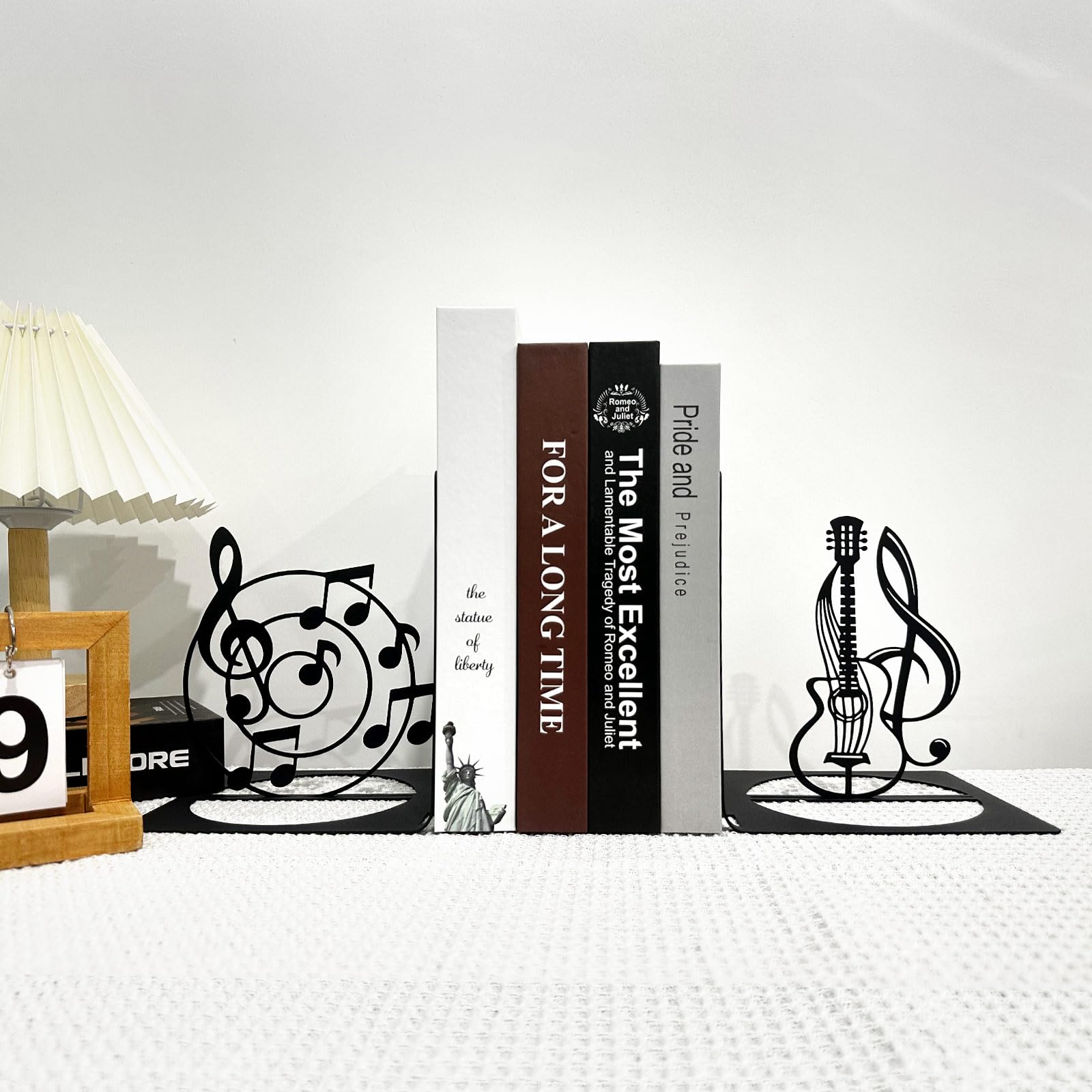 Musiknoten-Metall-Buchstütze, Musik-Buchstützen, Metall-Buchstützen, Gitarren-Buchstützen, Buchhalter für Regale, Schreibtisch-Organizer, Musik-Bücherregal, Heimdekoration