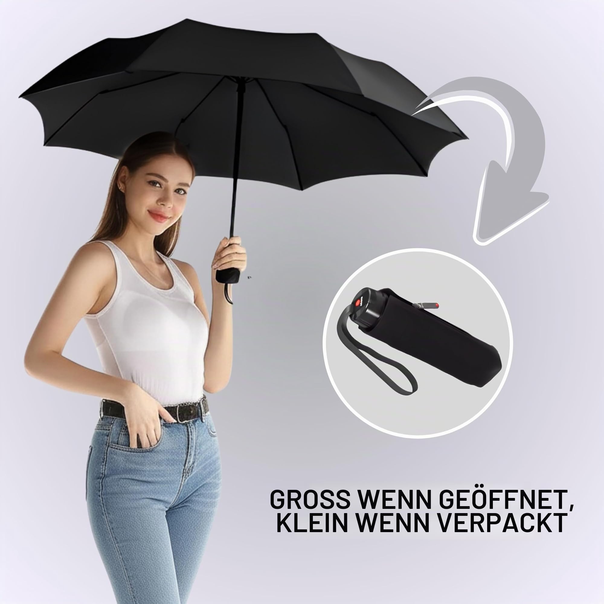 Knirps T.020 Small Manual Open Close Rain Umbrella - Compact Umbrella For Backpack - Windproof Travel Rain Umbrella for Adults