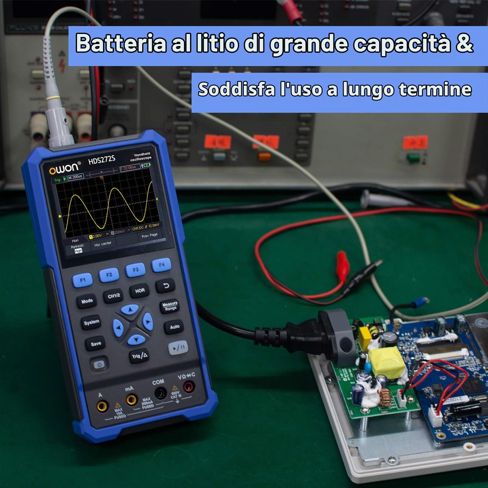 OWON HDS272s Oscilloscopio palmare, multimetro digitale da 20000 conteggi, 2CH digitale 3-in-1 tester universale, 1CH generatore di 70 MHz di larghezza di banda USB con display LCD a da 3,5 pollici