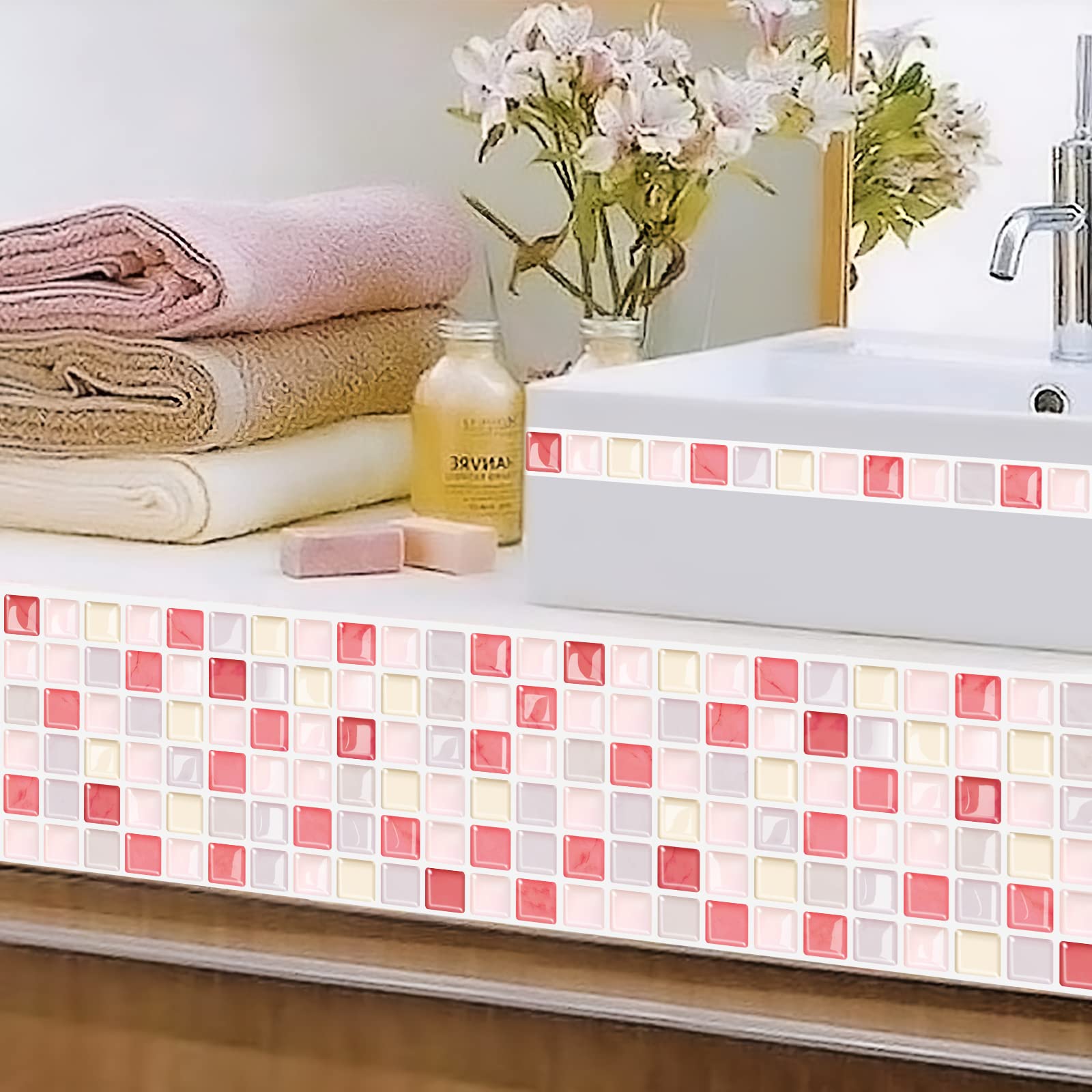 Amazon.co.jp: MORCART タイルシール 防水 耐熱 キッチン 洗面所