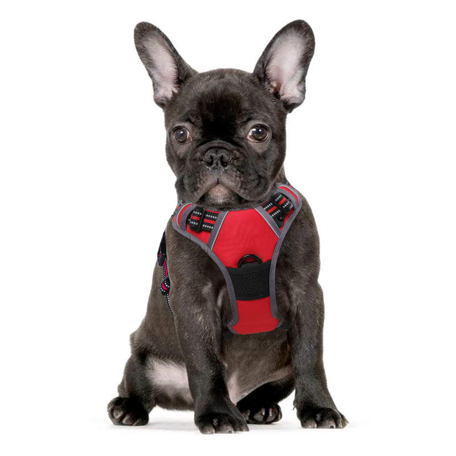 EaglooDog Harness No Pull, Walking Pet Harness with 2 Metal Rings and Handle Adjustable Reflective Breathable Oxford Soft Vest Easy Control Front Clip Harness for Small Medium Large Dogs (Small, Red)