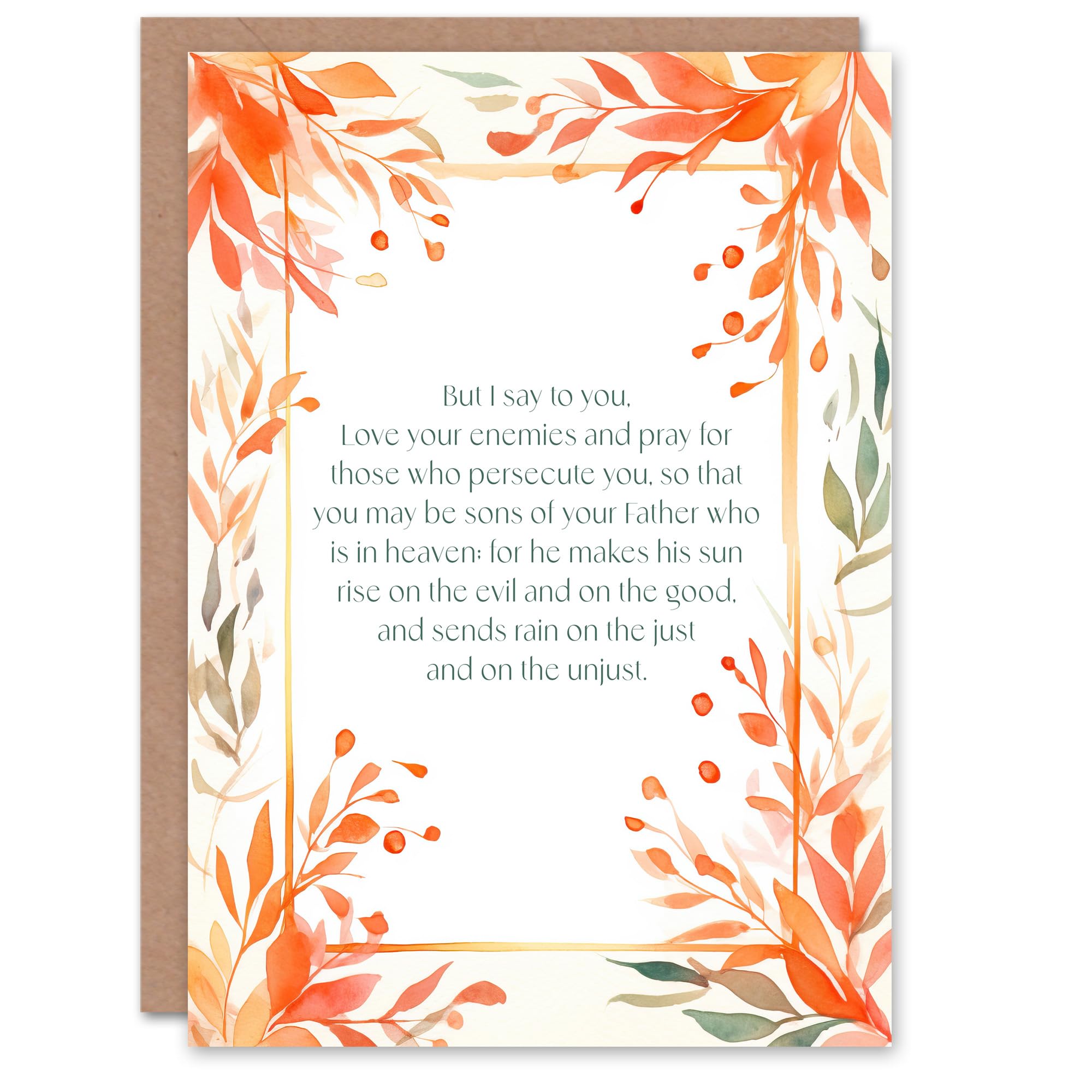 Artery8 Christian Birthday Card Love Your Enemies Sermon on the Mount Orange Floral Blank Card For Him Or Her