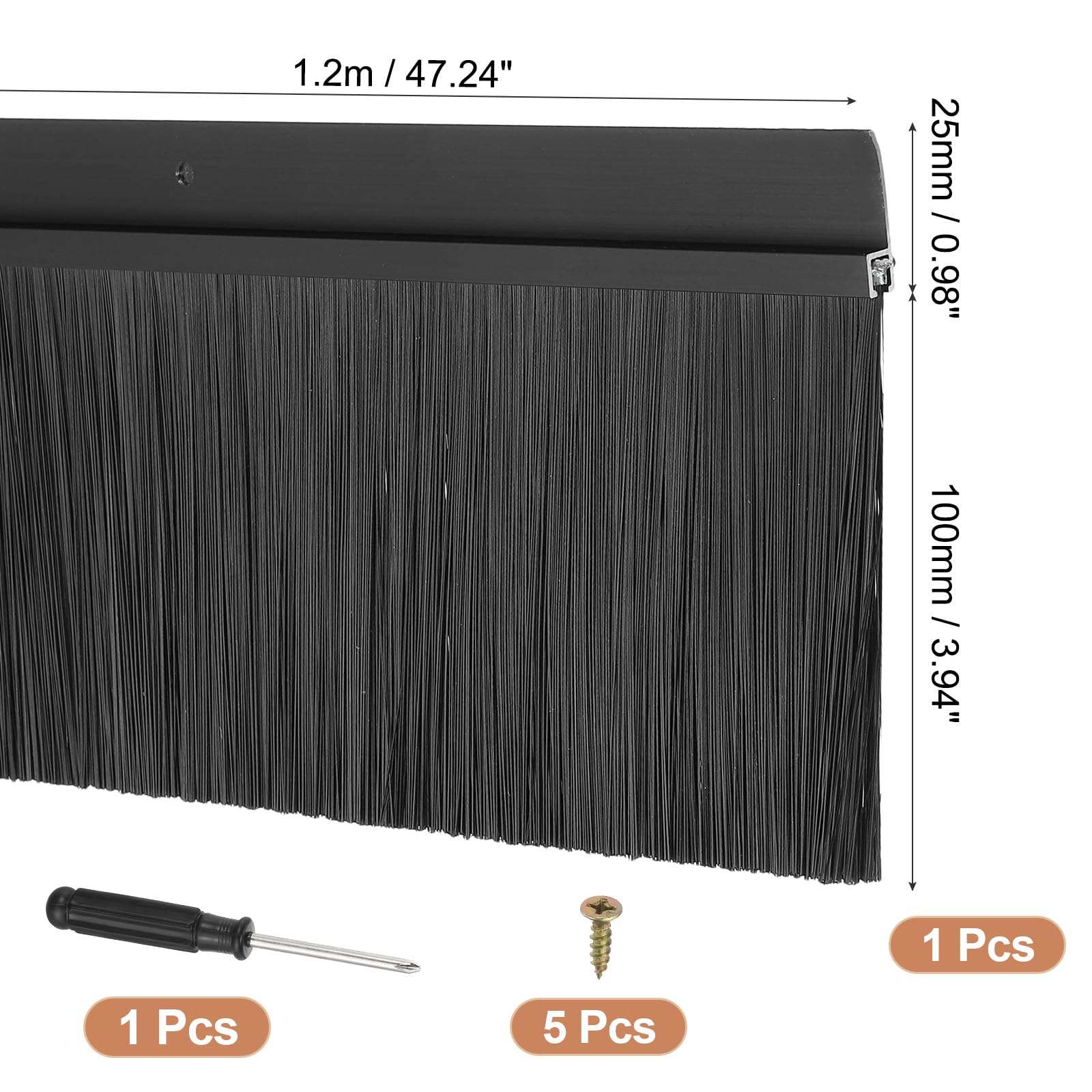 PATIKIL Door Brush Sweeps 3.94" Bristles x 47.24" Long - Image 2