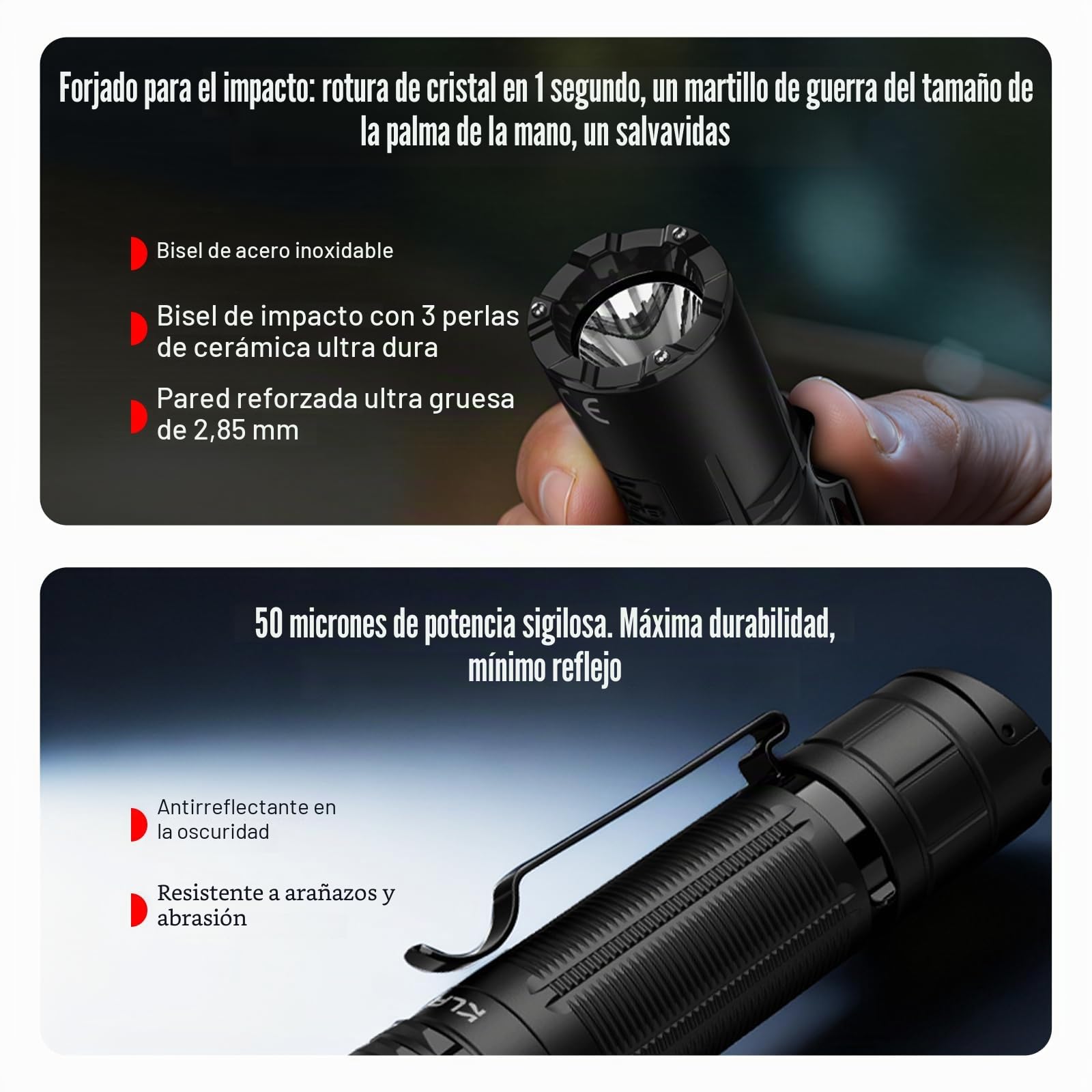 klarus XT2CR PRO Linterna táctica – 2300 lúmenes, 360 m de alcance, LED blanco puro, recargable por USB C, IPX8 impermeable, 72,5 horas de autonomía, interruptor doble en el extremo de la lámpara