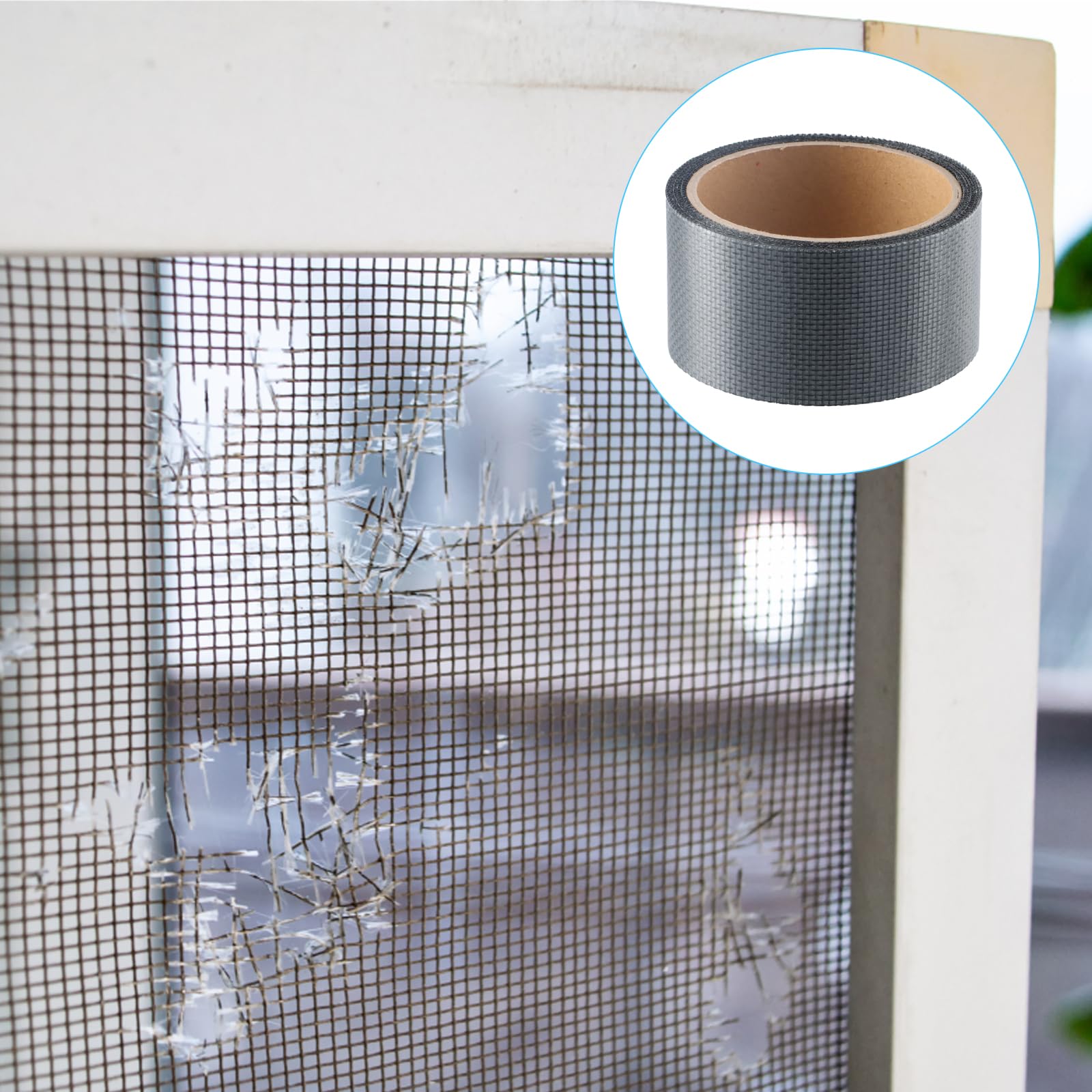 Nastro Riparazione Zanzariere 5cmx5m - Nero, Impermeabile Per Fori E Strappi