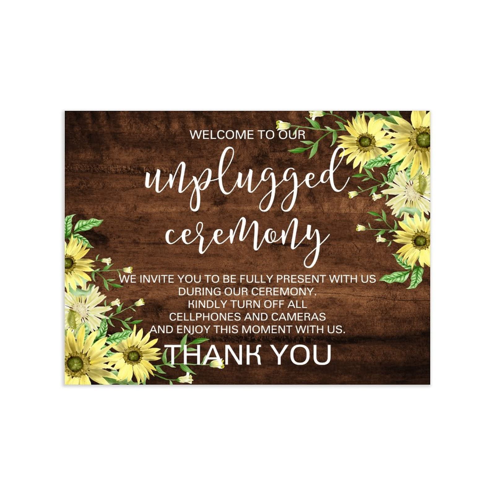 Personalisiertes Hochzeits-Willkommensschild ''Welcome To Our Unplugged Ceremony Holz Hochzeitsschild Modern Mr&Mrs Paar Dekor Holzschild Hochzeitsempfang Poster für Zeremonie Verlobung Party Supplies