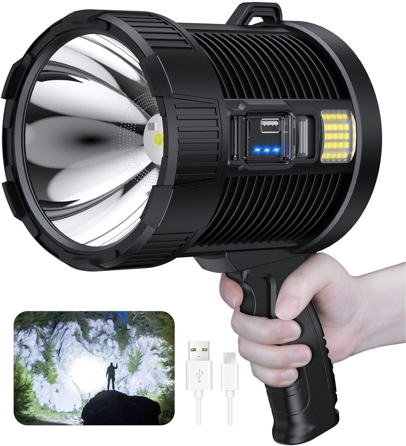 See full amazon price history chart for Jumix Spotlight Flashlight, 90000 Lumens Brightest LED Rechargeable Spotlights, Long Running Spot Light Searchlight, Outdoor Handheld Night Light Jumix Spotlight Flashlight, 90000 Lumens Brightest LED Rechargeable Spotlights, Long Running Spot Light Searchlight, Outdoor Handheld Night Light (B0CXDD1R5L) Amazon Price History, Amazon Price Tracker