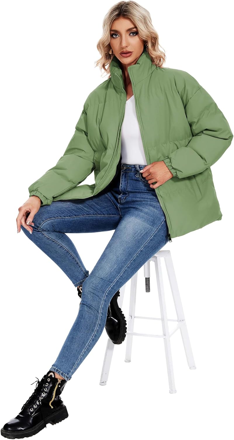 Neineiwu Women’s Winter Cropped Puffer Jacket Coat Short Warm Quilted Jacket with Pockets 2026