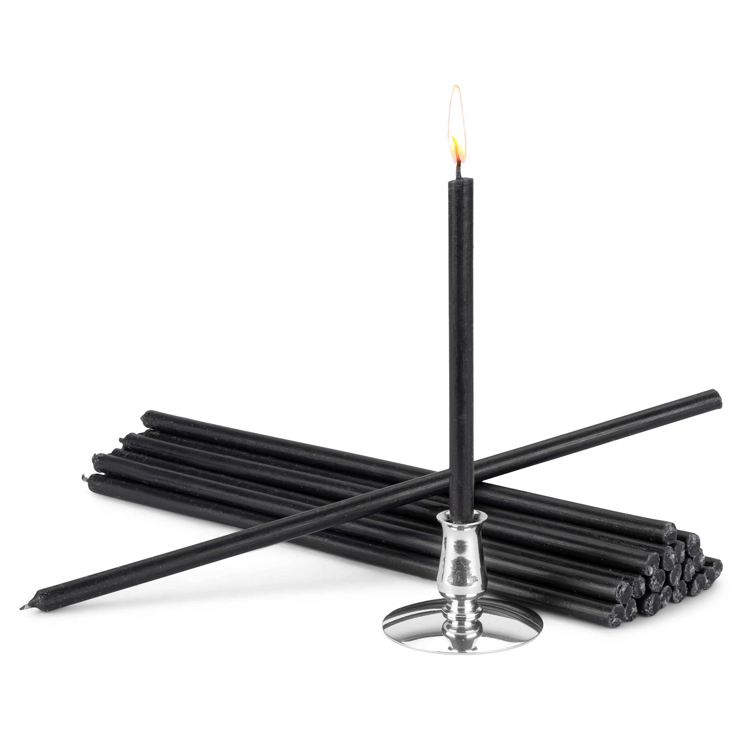 Porte-bougies et bougies rituelles noires NKlaus 24cm à combustion propre 40062