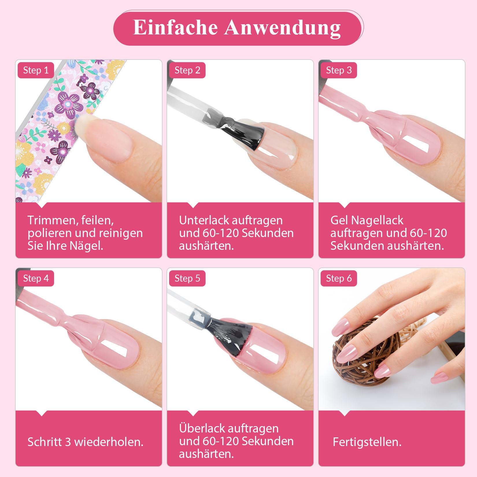 VANREESA U V Nagellack Set, 24 Farben U V Nagellack Rosa Braun Orange Blau Gel Nägel Set mit 36W U V/ LED Nagellampe DIY Nail Art Set Maniküre Starterset Geschenke für Frauen