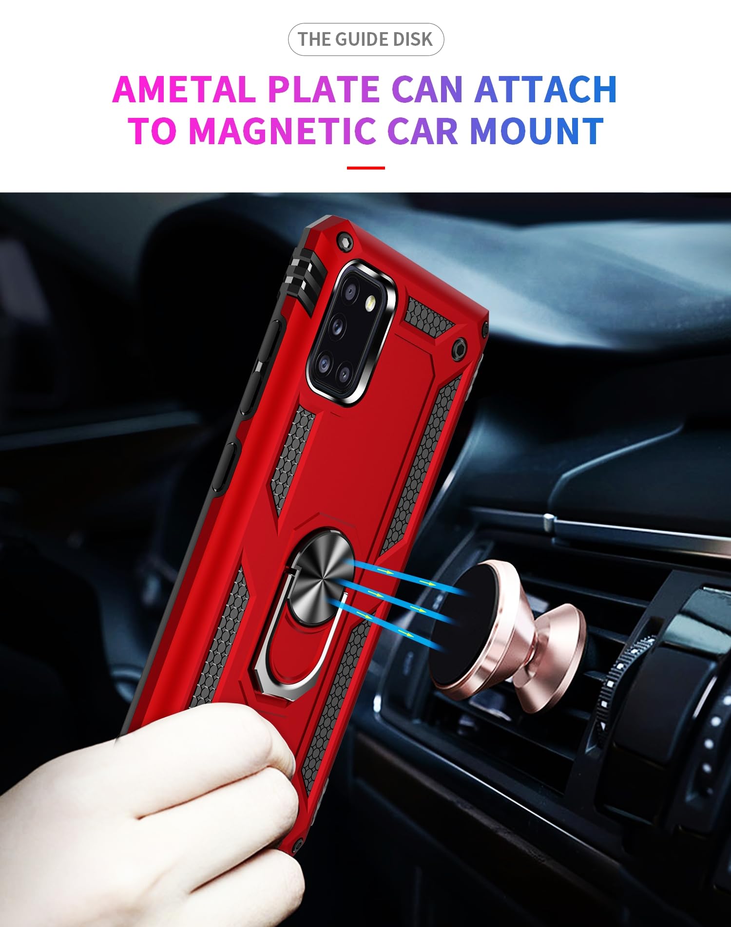 SORAKA Case for Samsung Galaxy A31 with 360 Degree Rotation Ring Holder Soft TPU Slim Fit Case Samsung Galaxy A31 Case with Metal Plate for Magnetic Car Phone Holder Black