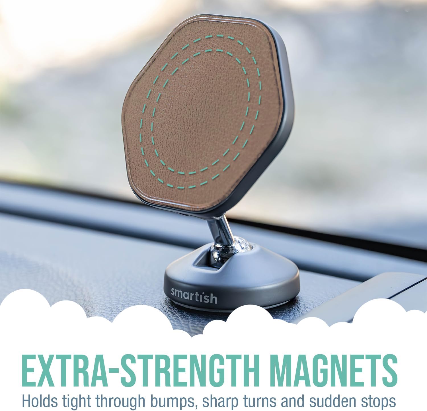 Smartish® MagSafe Mountaineer Car Mount - Compatible w/Apple iPhone 17/16/15/14/13 - Magnetic Stick on Adhesive Phone Holder - Extra Strength Magnet for Apple Accessories - Beige Against The Machine