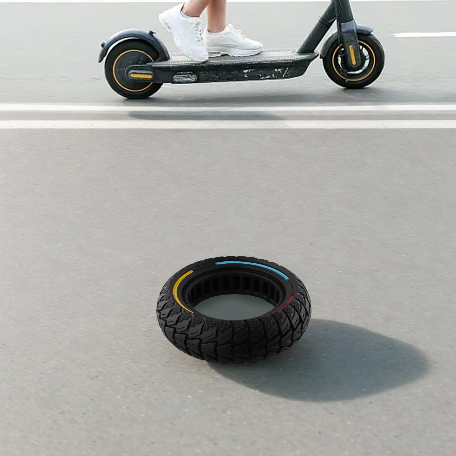 Neumático de Caucho Macizo de 10 Pulgadas, 255 x 80 mm, Repuesto para Patinete eléctrico, no neumático, antipinchazos.