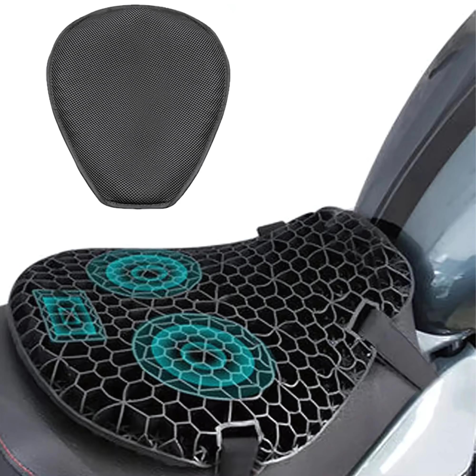 DR. FITZY Shock Absorbing 3D Honeycomb Silicone Bike Seat Cushion with Cover, Breathable Riding Motorcycle Seat Cushion for Bikes, All Weather Gel Seats for Bikes and Bike Accessories for Long Ride