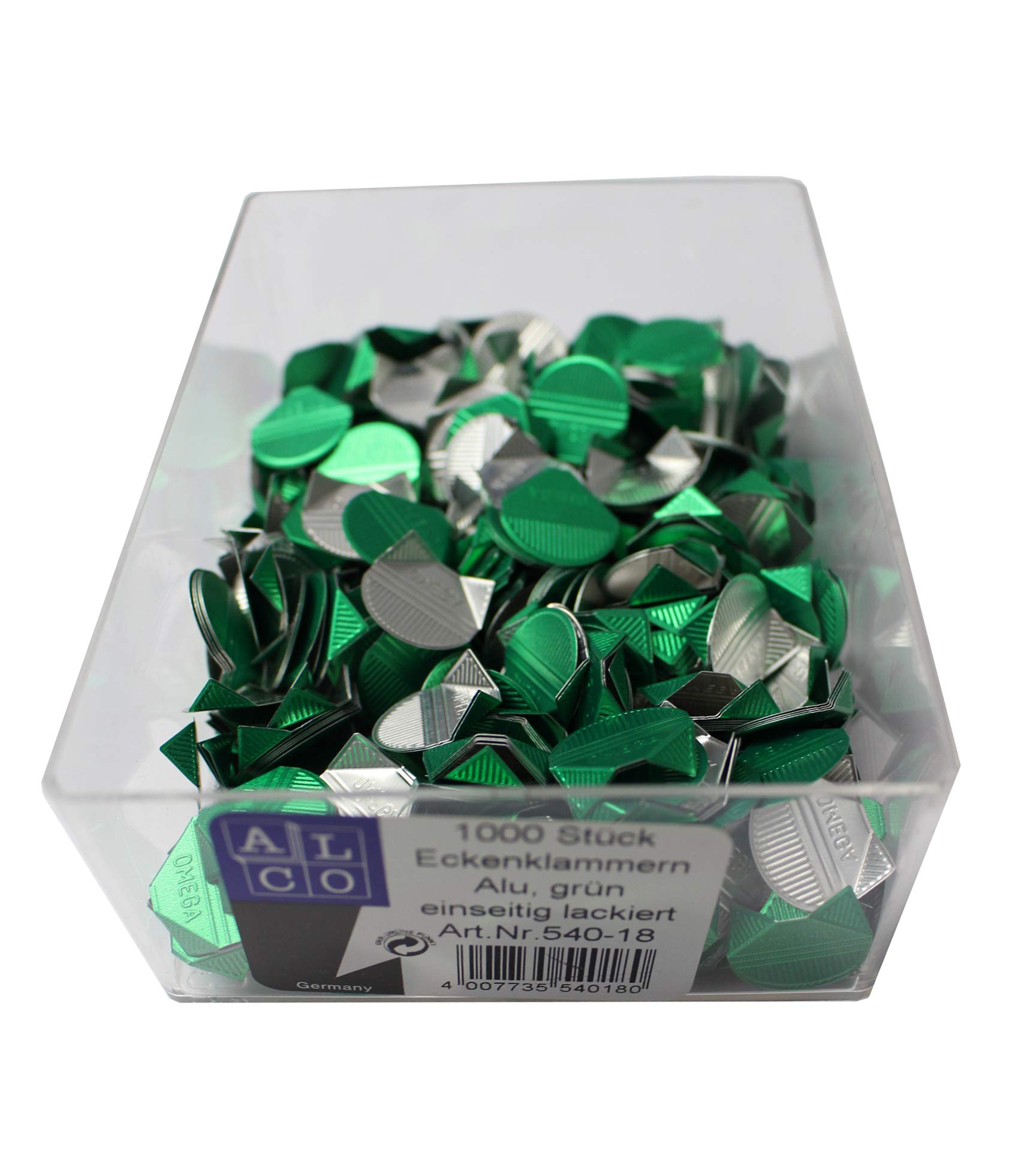 ALCO-Albert - Eckenklammern Aluminium grün, 1000 Stück