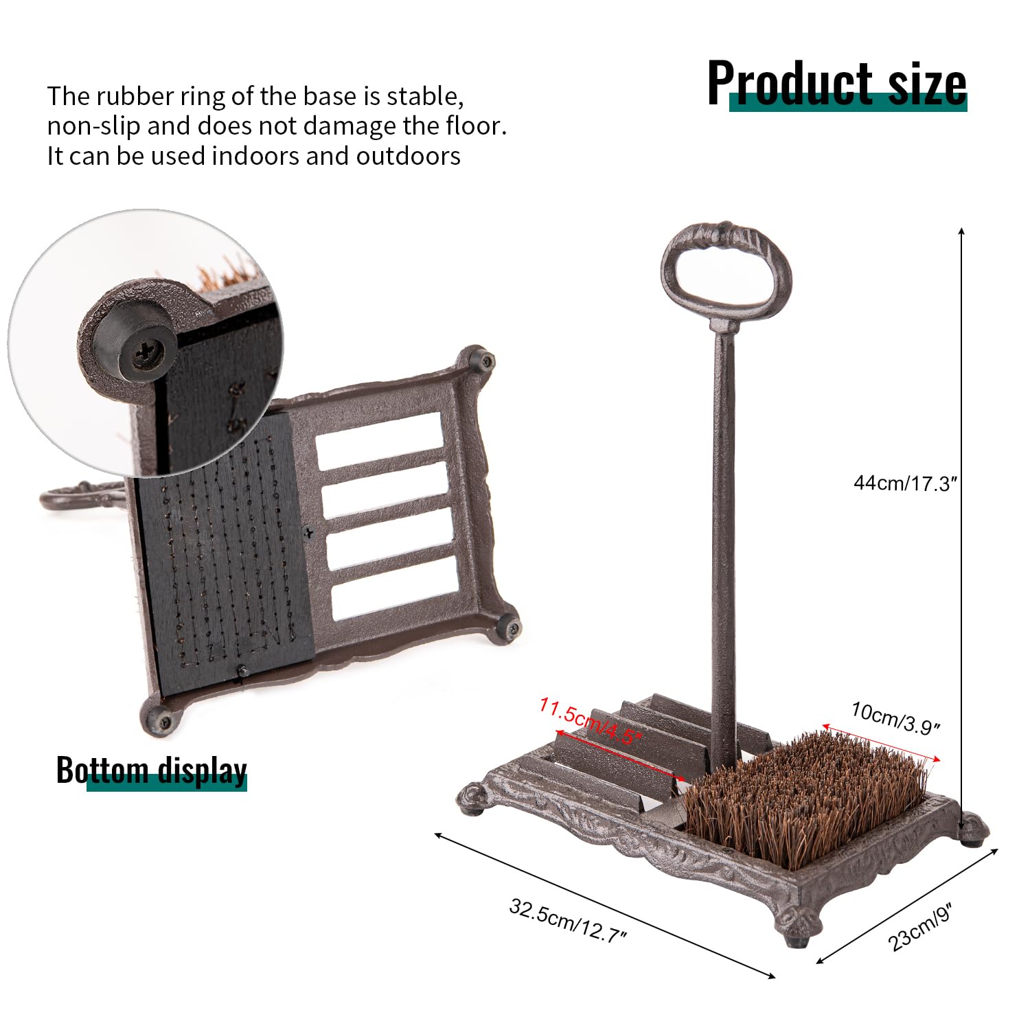 Sungmor Brosse à bottes en fonte robuste marron vintage avec poignée