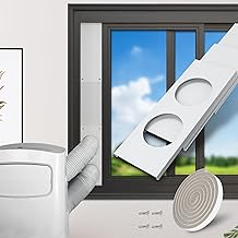 GCGOODS Portable Air Conditioner Window Seal Plates Kit for Double Exhaust Hose, 3 Adjustable Mobile AC Window Kit with Foam Seal Tape, Universal Sealing Panels for Sliding Windows (5 Inch Diameter)