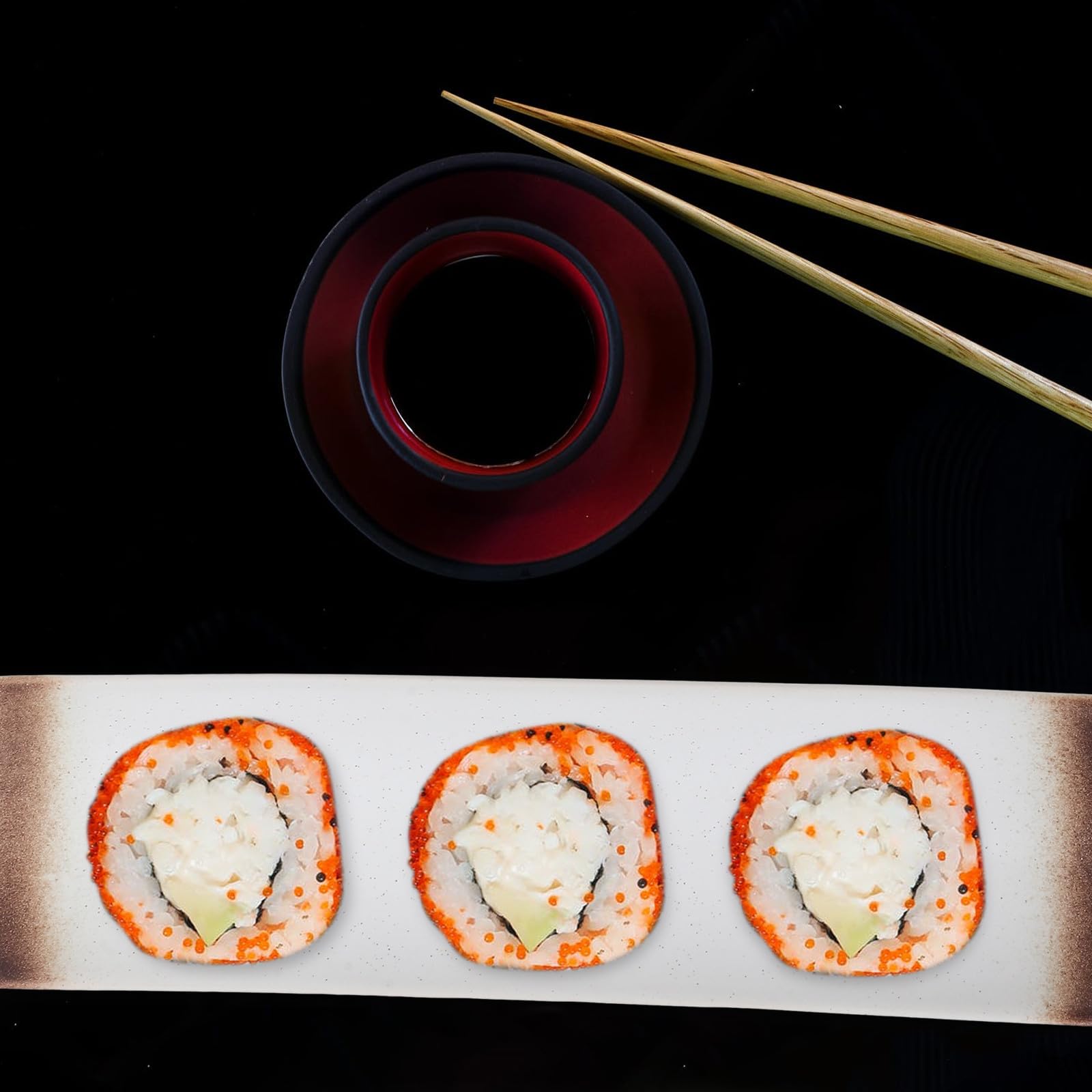 VOSAREA Design Attractif Assiettes en Céramique Lot de 3 Rectangulaires Style Japonerie Plusieurs Styles pour Service Sushi pour Restaurants et Hôtels
