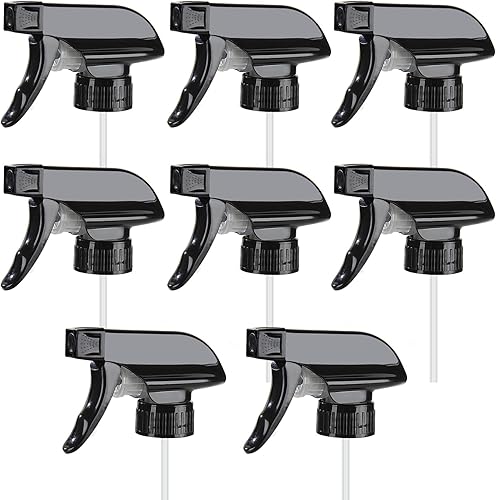 Miniatura 9 de HOMBYS Paquete de 4 Pulverizadores de Gatillo de Repuesto Negros con Boquillas de Pulverización de Chorro de Niebla para Botellas de Vidrio de Spray