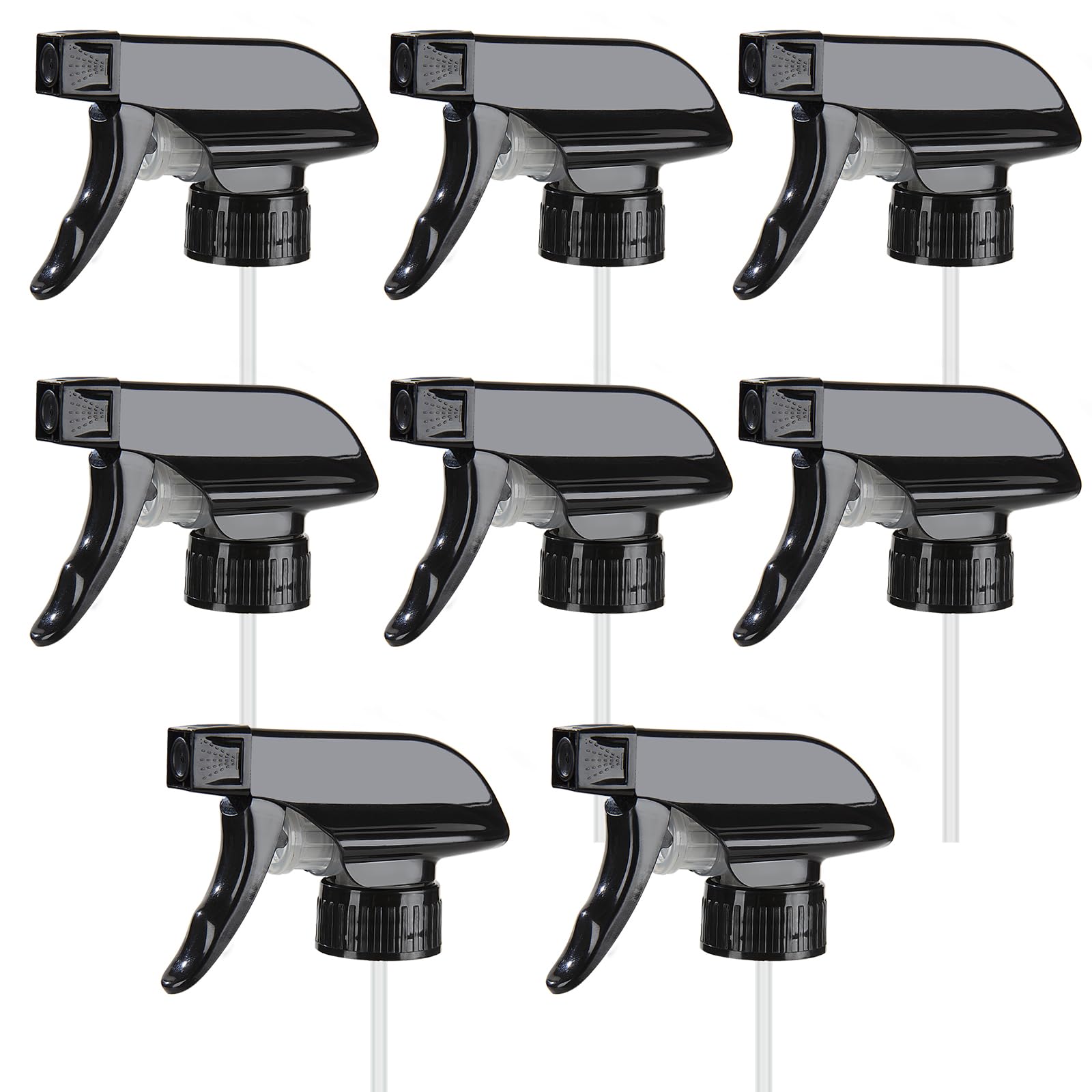 HOMBYS 8 Pack Black Trigger Sprayers Replacement Spray Nozzles with Mist Stream Sprayer for 8oz/16oz Glass Spray Bottles for Home, Kitchen, Garden and Office,Cleaning Solutions-Quality Sprayer