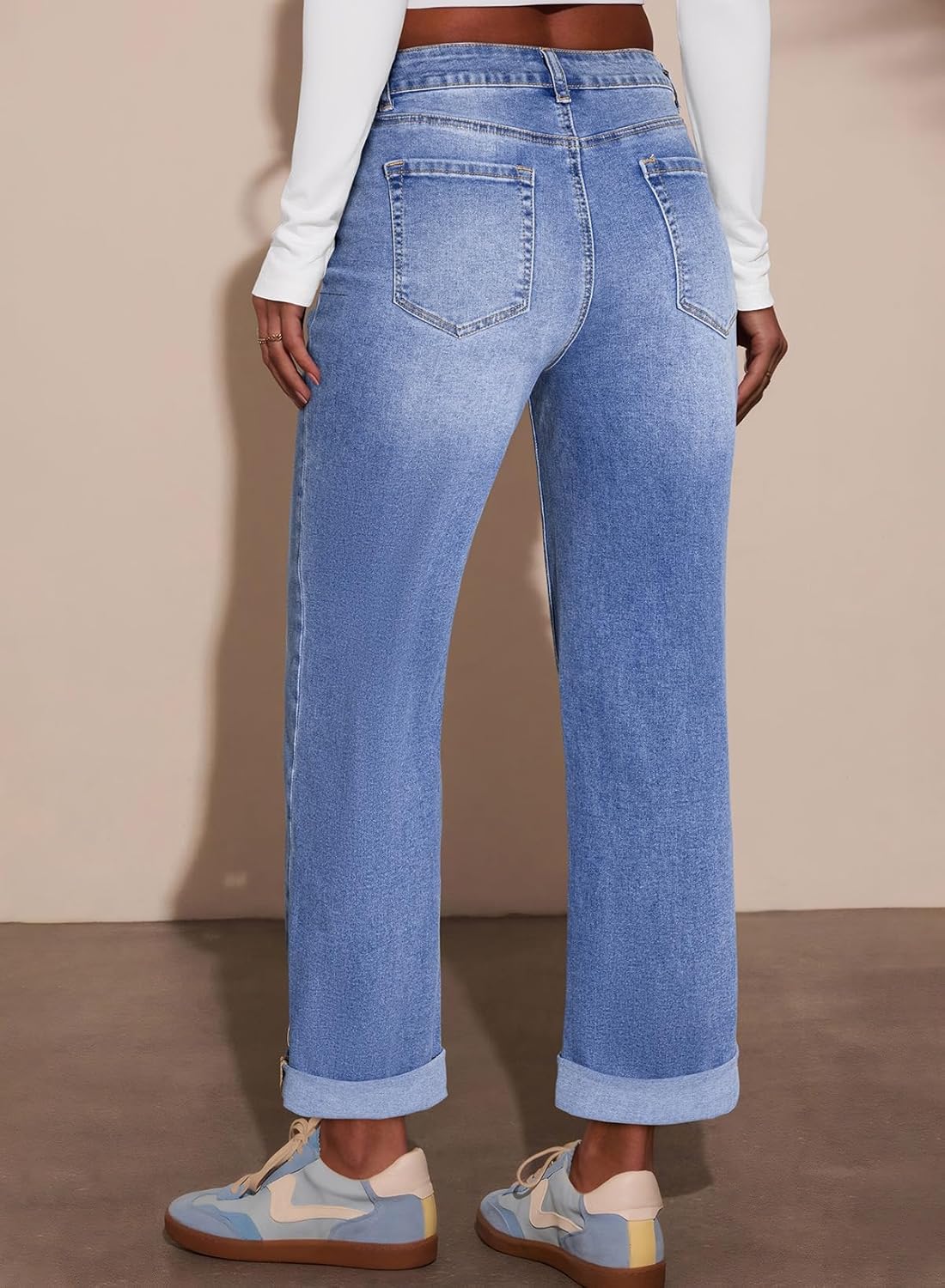 Astylish Jeans for Women Straight Leg High Waisted Stretchy Bootcut Leg Jean Trendy 2025 Relaxed Fit Denim Pants - Image 3