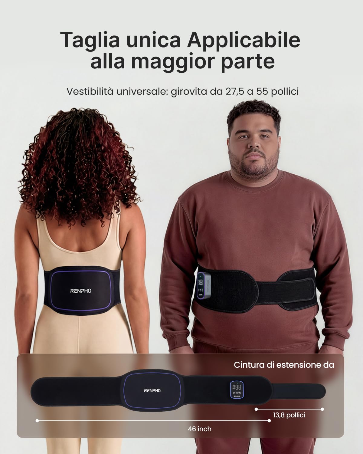 RENPHO cintura a luce rossa, con LED lampada infrarossi 3-in-1 (660nm*2 & 850nm), 5 intensità iuminose e 3 modalità di vibrazione per schiena, vita e gambe, con timer e cinghia di prolungac