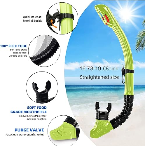 Miniatura 6 de Equipo de esnórquel para miopes para adultos y jóvenes, juego profesional de esnórquel de silicona con parte superior seca completa, máscara de