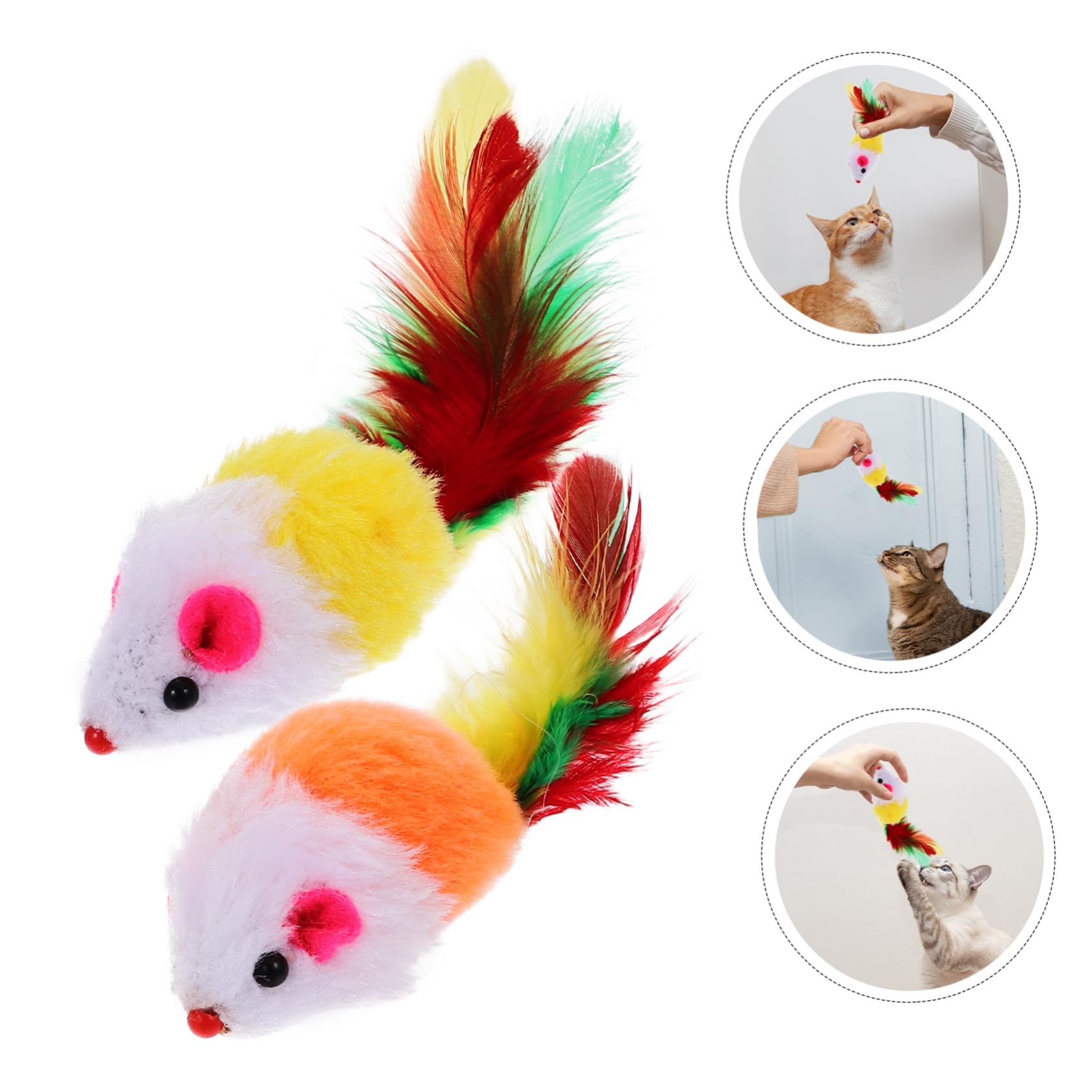 FRCOLOR 3 Juegos De Juguetes Interactivos con para Gatos Ratones con Pelo Sonajero Juguetes Estimulantes para Mascotas para Diversión En Interiores (20 Piezas X 3)