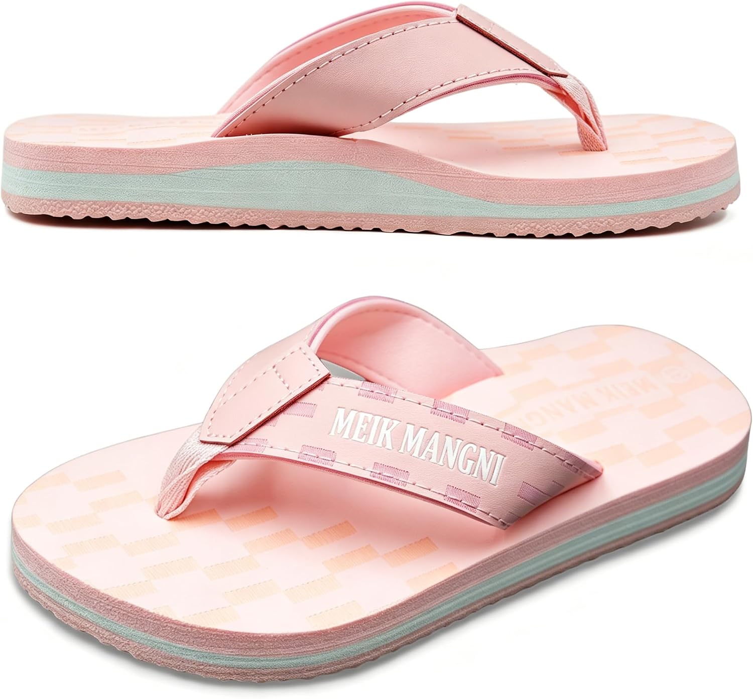 Meik Mangni Kids Boys Girls Arch Support Flip Flops Comfortable Cushion Thong Sandals Slip Resistant Summer Sandals Lightweight Quick Dry Slide Shower Shoes for Beach Swim Pool (Little Kid/Big Kid)
