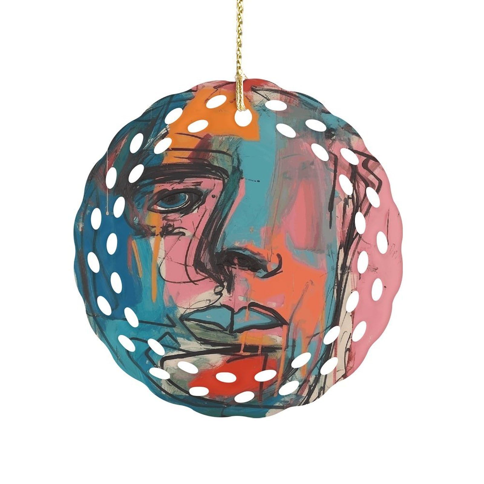 Fodpand Women's Style Face And Color Ceramic Ornament For Home Decor 3.2" Round Tree Decoration Christmas Ornaments For Men Double-Sided Design