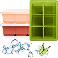 Vista 14 de Bandejas de silicona para cubitos de hielo, paquete de 3, moldes de silicona para cubitos de hielo de gran tamaño con tapa extraíble a prueba