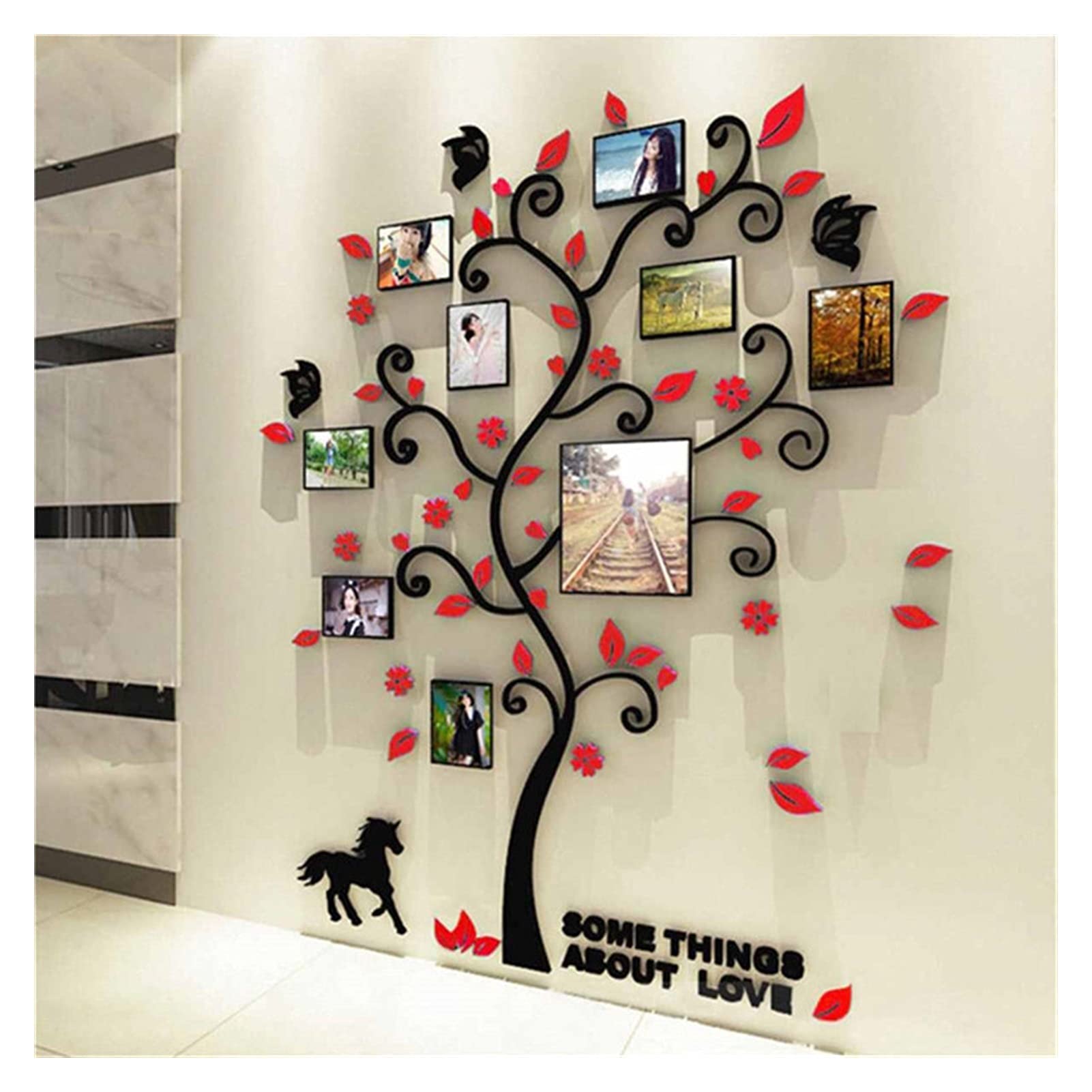 caihuashopping Adesivi ​Murali 3D Acrilico Foto Albero Wallpaper Home Decor Wall Sticker Albero for Soggiorno TV sullo Sfondo Arte Adesivi Foto murali Decalcomanie Wallpaper