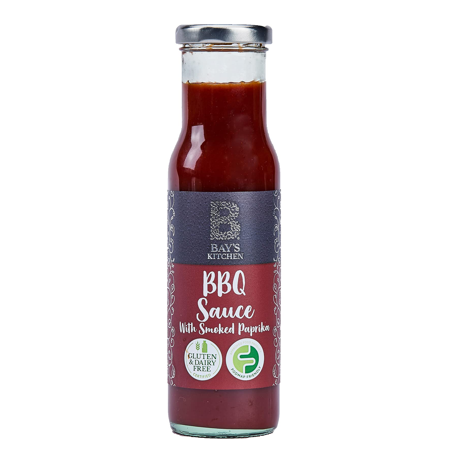Bay's Kitchen FODMAP sos BBQ z wędzonym papryką do grilla i domowego gotowanego jedzenia, bezglutenowy, przyjazny dla IBS i odpowiedni dla wegan, butelka 275 g