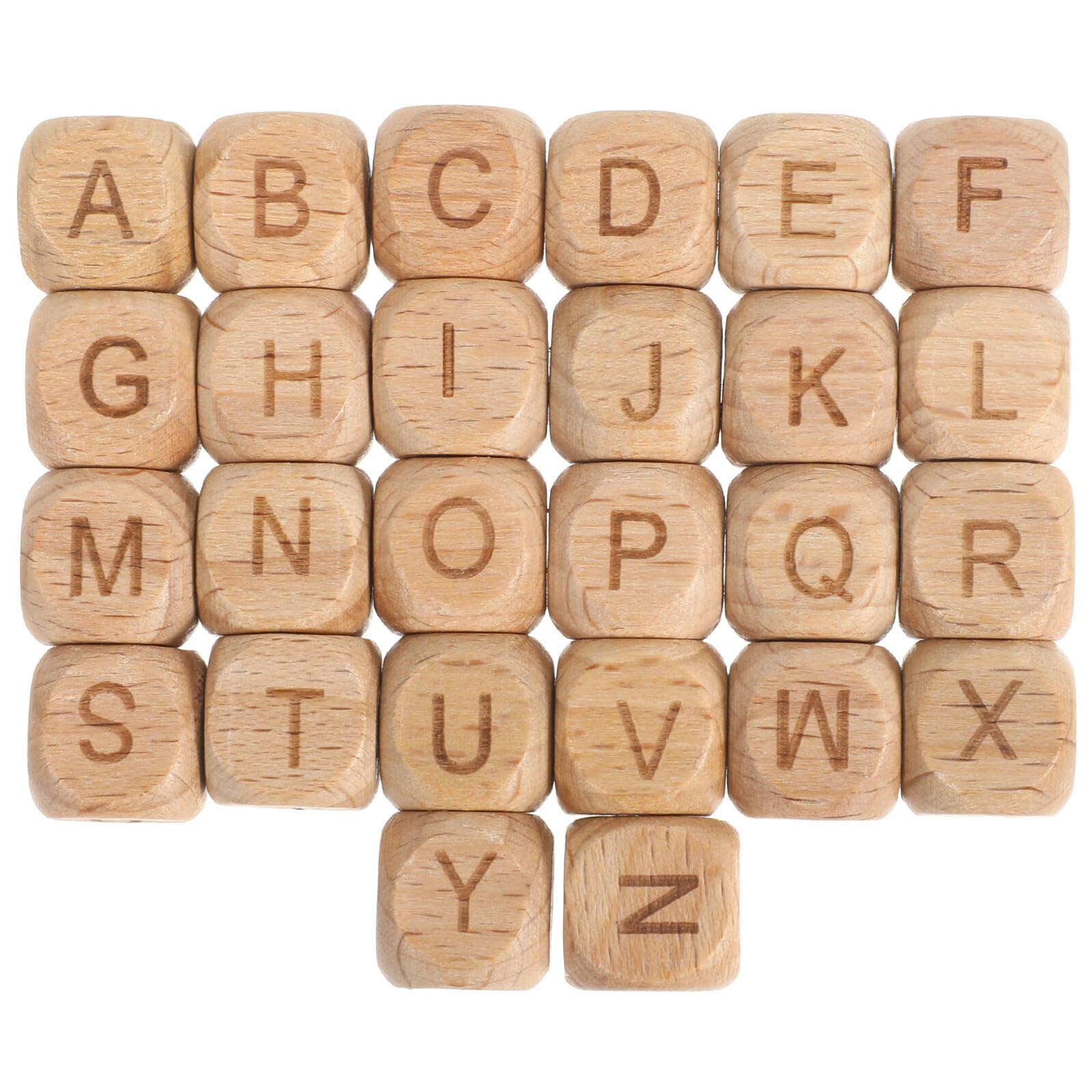 NOLITOY Cuentas Letras Cuadradas 260 de Madera de Haya Beige para Manualidades y Creación de Pulseras, Ideales para Niños y Proyectos Creativos