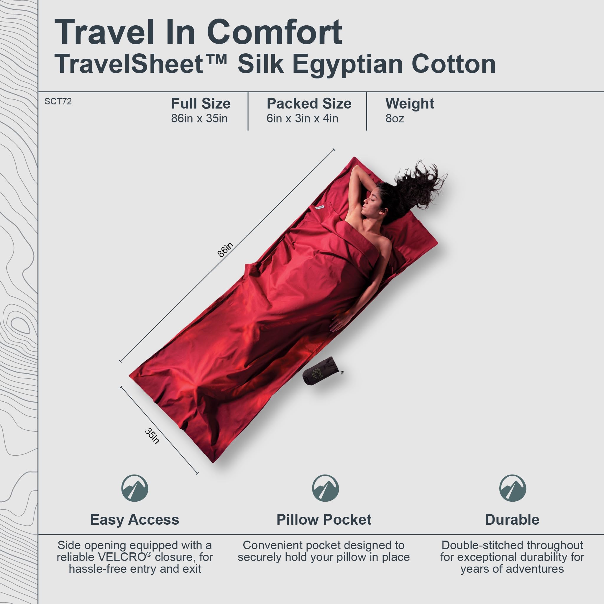 COCOON Travel Sheet 100%シルク Travel Sleep Sack | Silk | COCOON