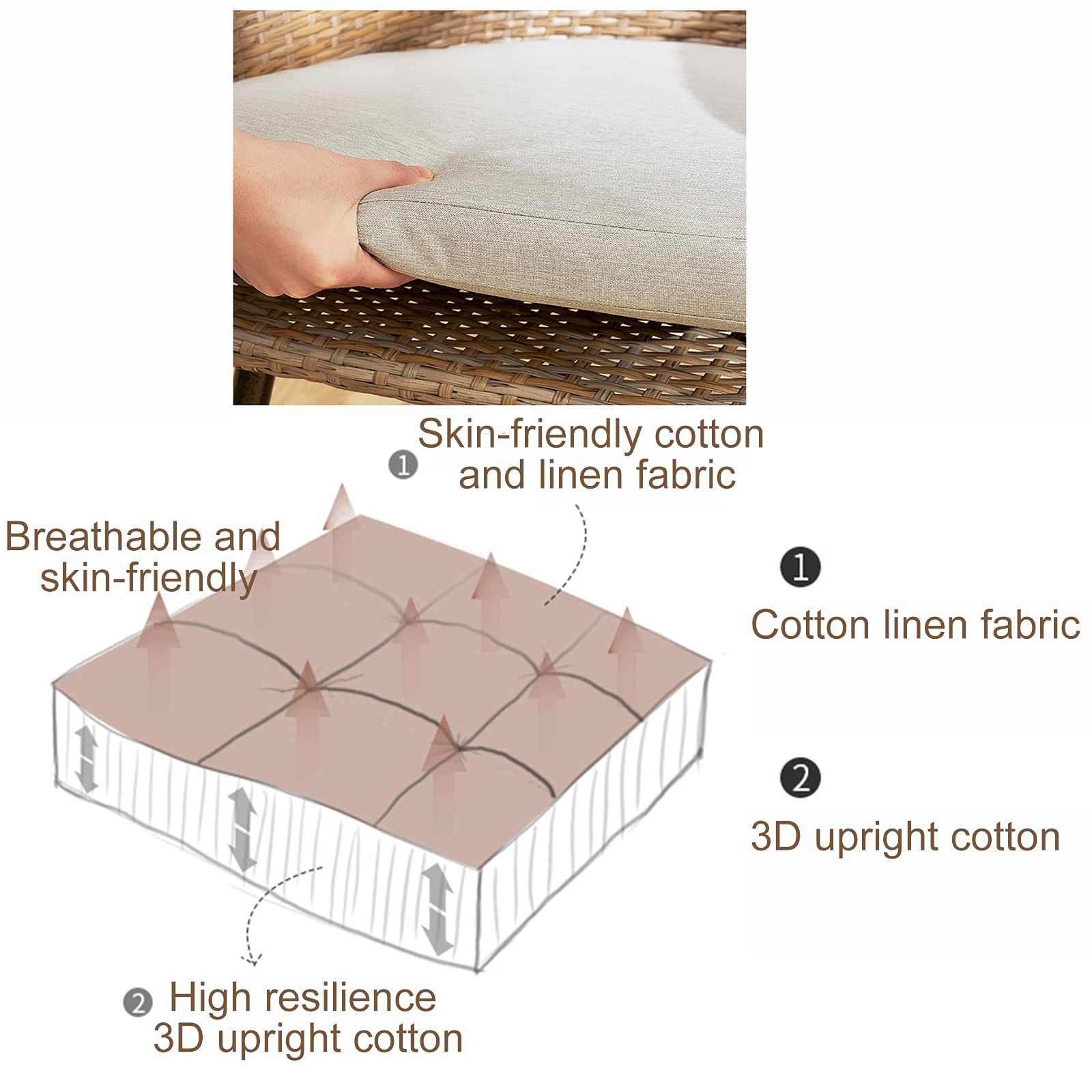 Set da Bistrot 3 Pezzi con Poltrone e Tavolo con Ripiano in Vetro Temperato, Set Mobili da Giardino con Protezione Ambientale in Rattan PE, Mobili da Giardino in Rattan con Intrecciato a Mano