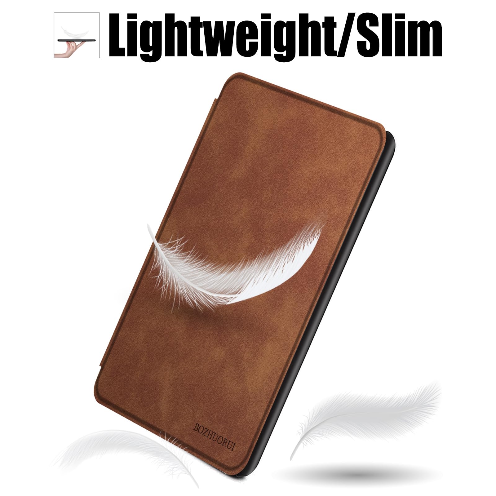 Étui fin pour Kindle Paperwhite 10e génération | avec mise en veille/réveil automatique | fin et léger | Coque arrière rigide | Housse de protection en cuir synthétique pour Paperwhite 2018