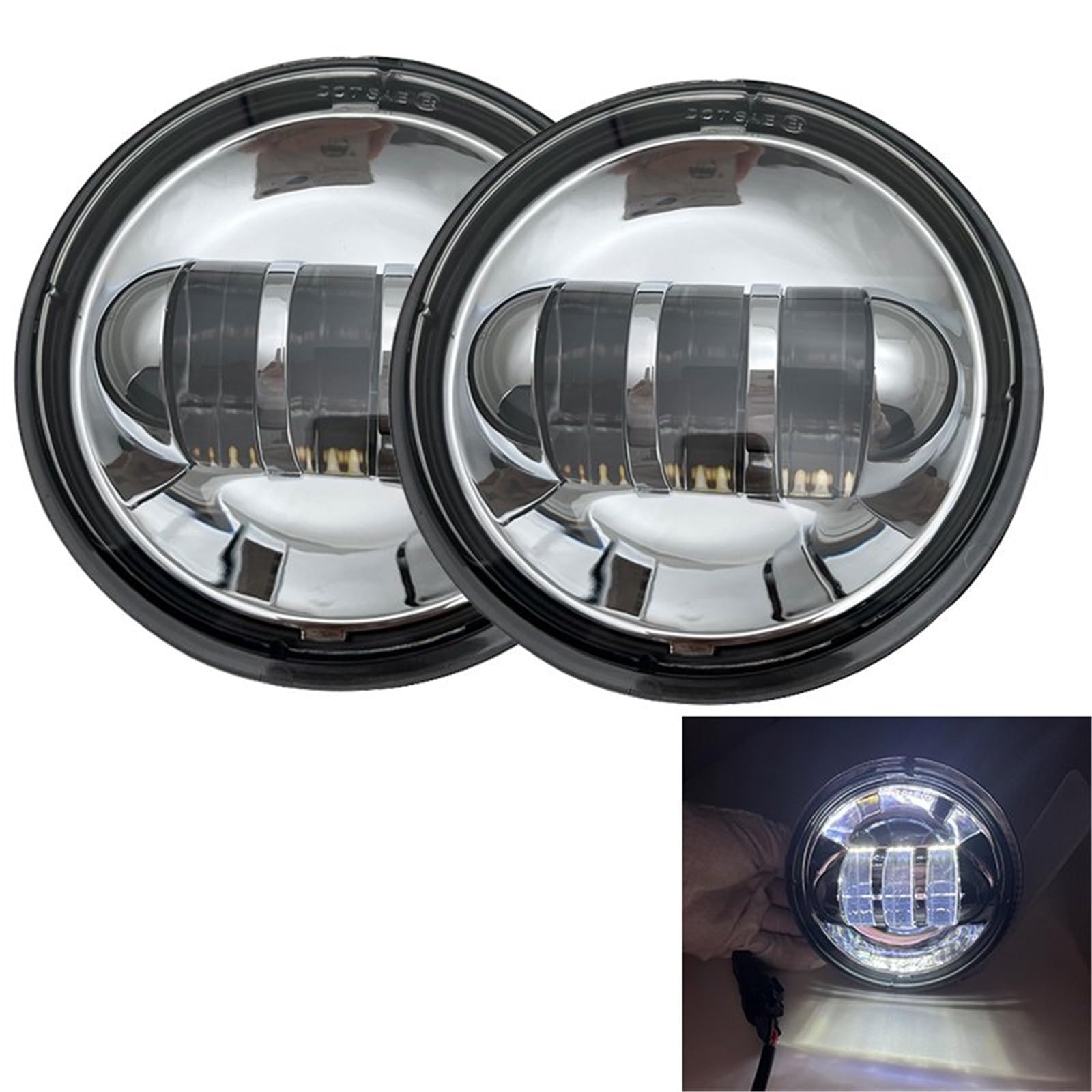 Faro Moto Per FLHTCU Per FLSTC Per Softail LED Fendinebbia | Fendinebbia LED per moto 2 pezzi 4,5 pollici con DRL Halo Angel Eyes 30W Lampada passaggio ausiliaria rotonda impermeabile