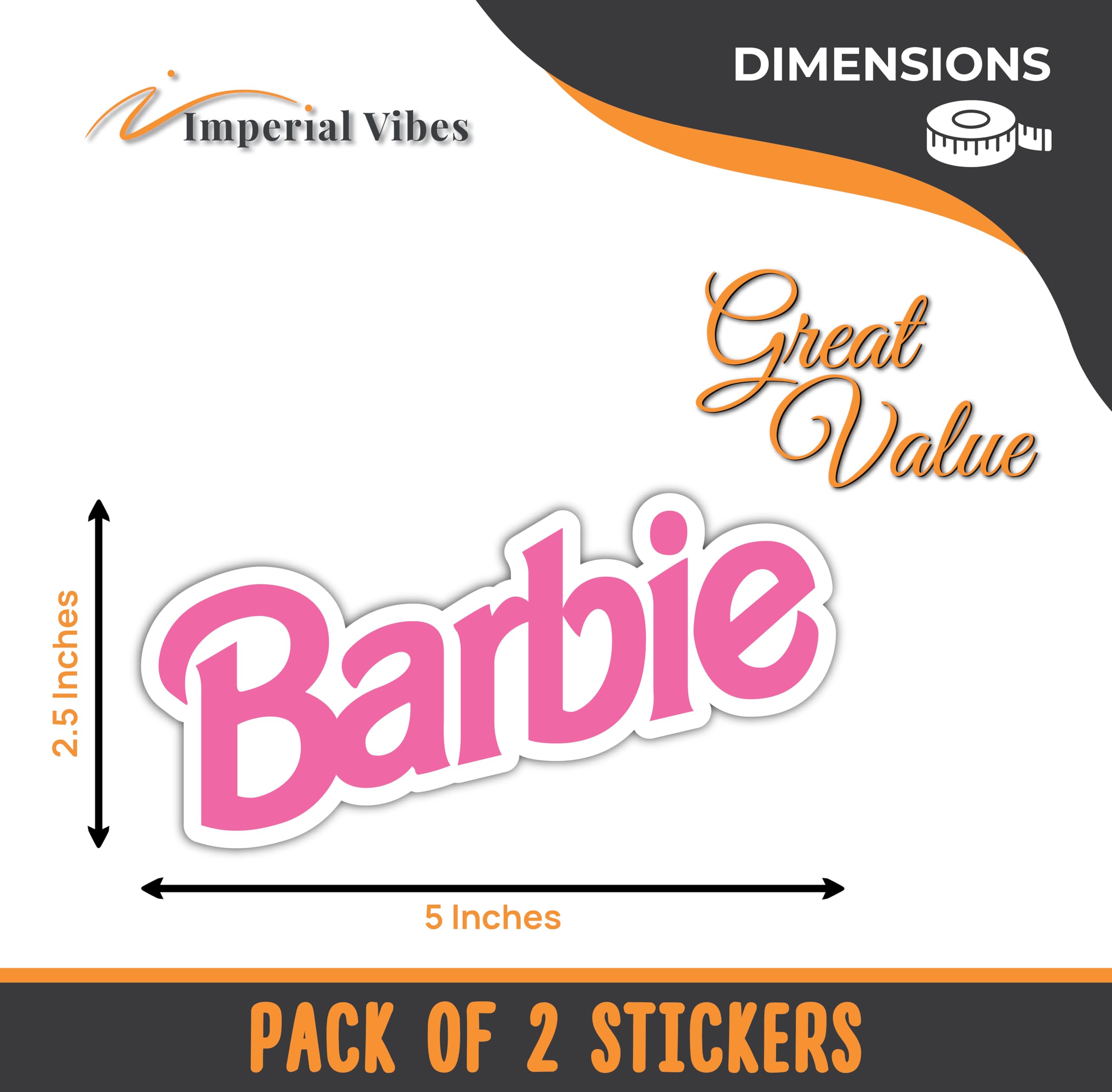 IMPERIAL VIBES Adesivo per bambola, in vinile, rosa, per auto, camion e furgone, per interni ed esterni, per computer portatile, impermeabile, per lettino e bottiglia d'acqua, adesivo rimovibile per