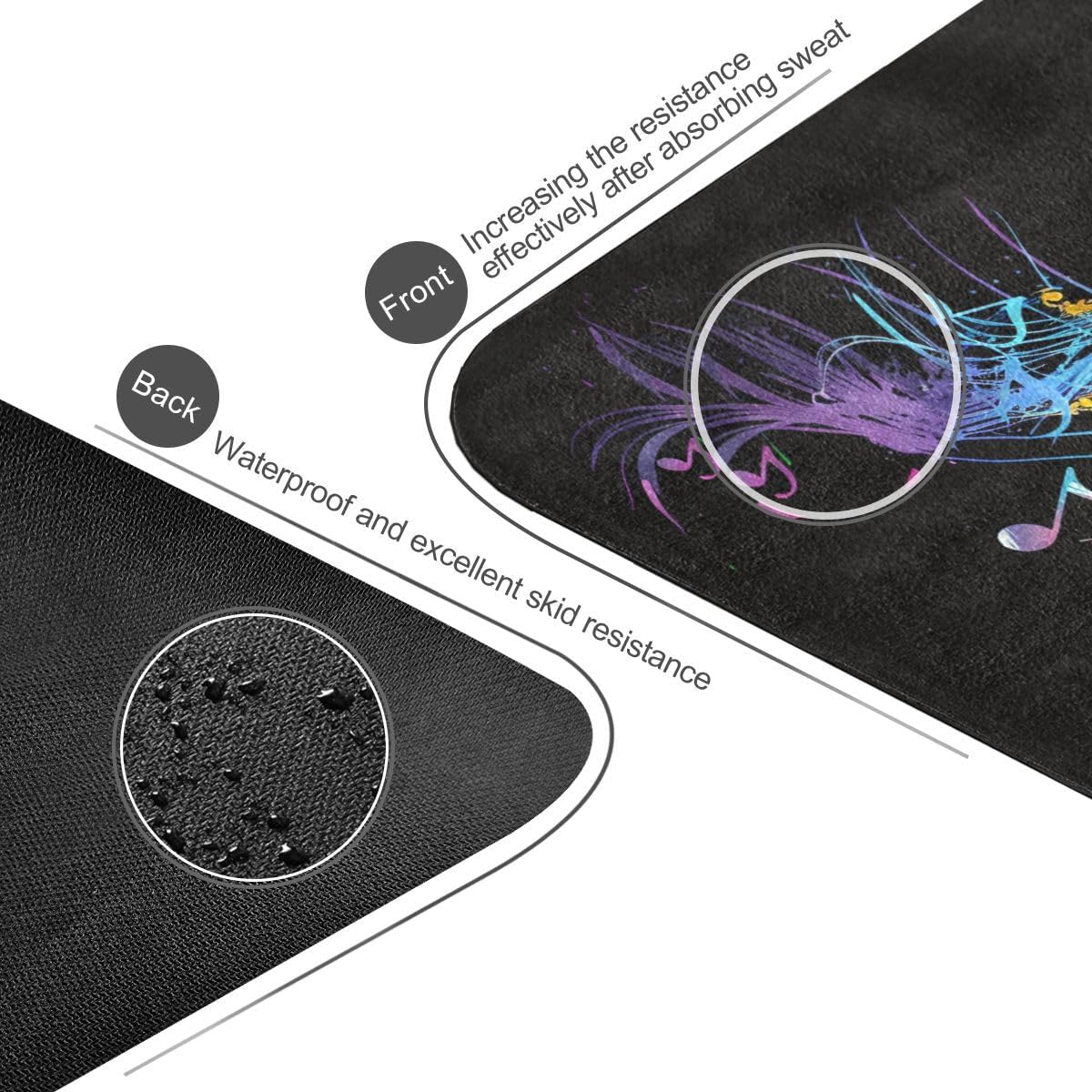 ALAZA Color Flying Musical Notes Yoga Mat Non Slip Fitness Exercise Mat, Workout Mat for Yoga, Pilates and Floor Exercises