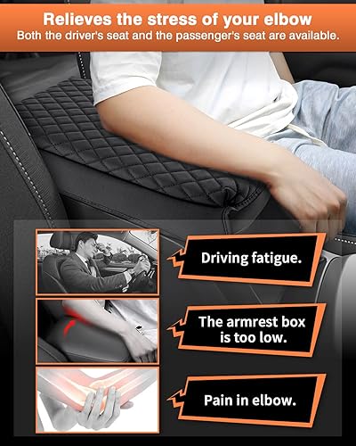 Miniatura 5 de Cubierta antirayones para consola central hecha de piel sintética y con cojín amortiguador cubierta accesoria para reposabrazos en color negro