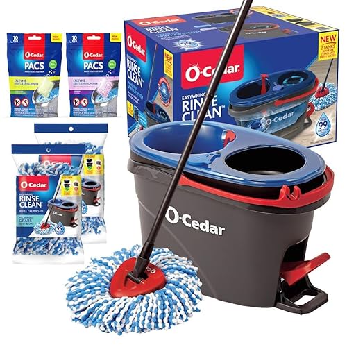 O-Cedar EasyWring RinseClean Microfiber Spin Mop & Bucket Floor Cleaning