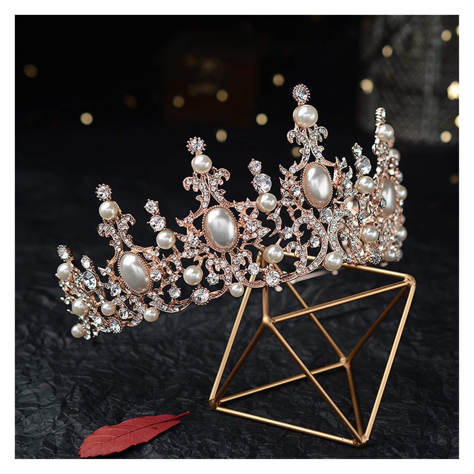 Barokowy luksusowy posrebrzany kryształowy perłowy diademy ślubne Rhinestone Pageant Diadem opaski ślubne akcesoria do włosów prezent Tiara (kolor metalu: srebrny)