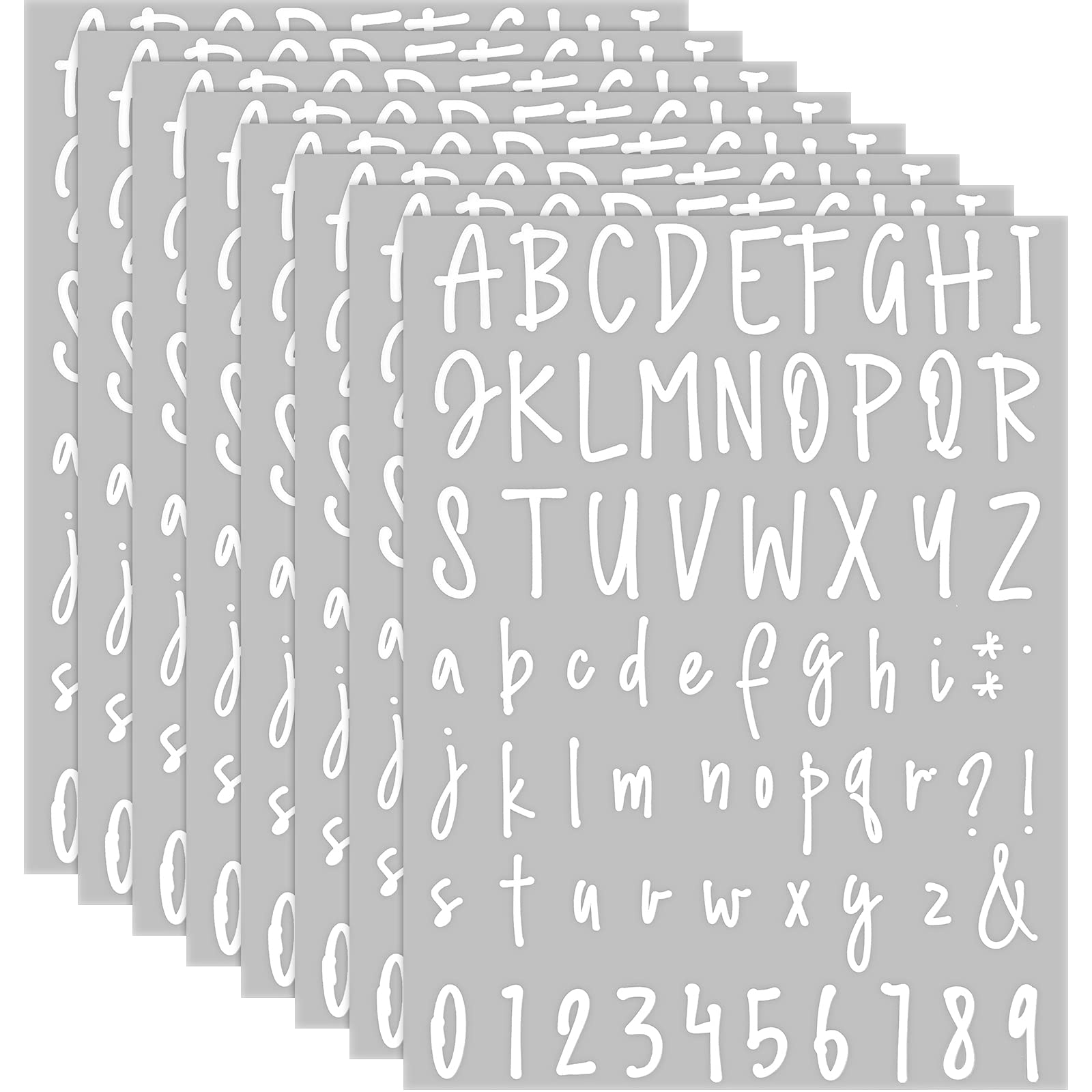 552 Pcs Letter Stickers 8 Sheets Alphabet Number Stickers, 2 Inch, White